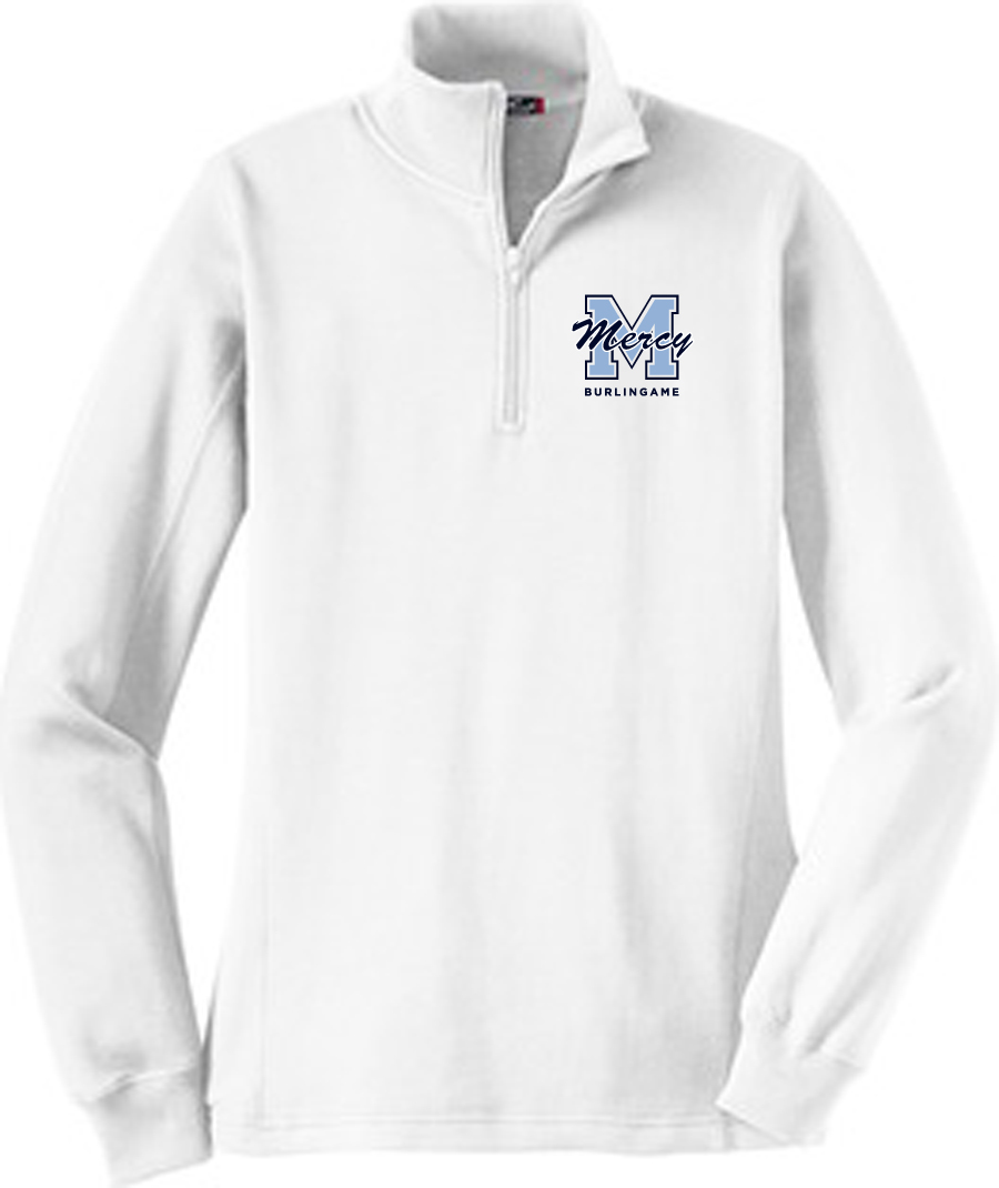 SportTek Ladies 1/4Zip Sweatshirt, White